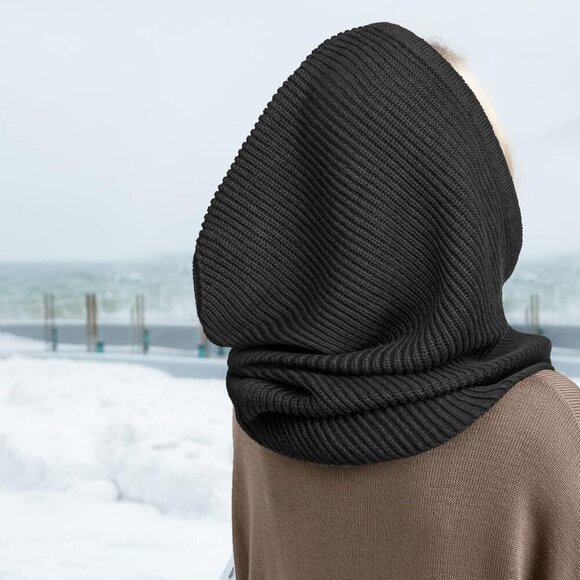 Unisex Light Black Beanie Skull Cap with Drawstring Warm Winter Hats Outdoor main image 5